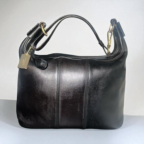 VTG Coach Amanda Hobo Bag 6951 Black Leather with Brass One-Shoulder Purse Y2K - Picture 11 of 11
